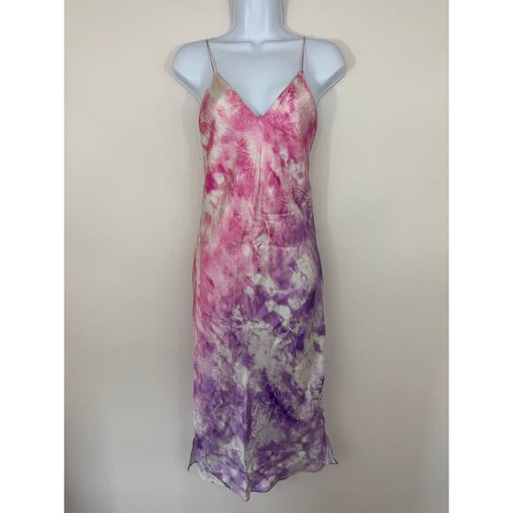 Cami NYC XS Silk Tie Dye Midi Slip Dress Pink Purple - Picture 3 of 9